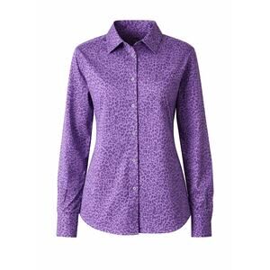 Chico's No Iron Animal Print Jacquard Shirt Purple Chico's Size 0 Small